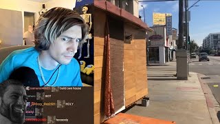 xQc reacts to Homeless man builds small house on Hollywood Boulevard