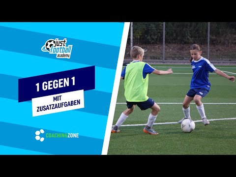 Fussballtraining: 1 gegen 1 frontal | Mit Zusatzaufgaben