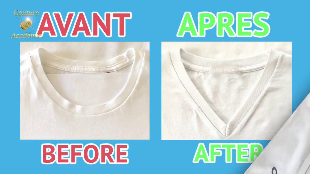 Transformer le col rond d'un t-shirt en col V 🙂👕👍 ou Comment agrandir le col