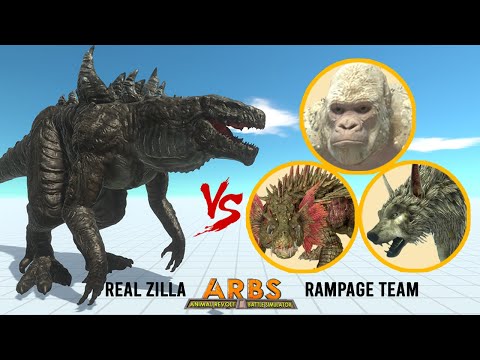 ZILLA (Godzilla 1998) vs RAMPAGE (Ralph, Lizzie, George) - Animal Revolt Battle Simulator