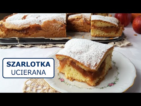 Szarlotka ucierana | Jabłecznik ucierany z musem jabłkowym ze słoika, na dużą blachę - jak u babci