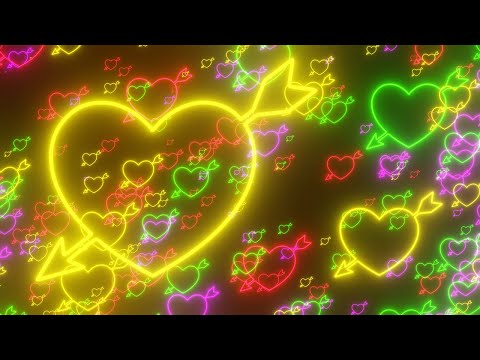 Flying Floating Neon Arrow Hearts - 4K Free Colorful Motion Background