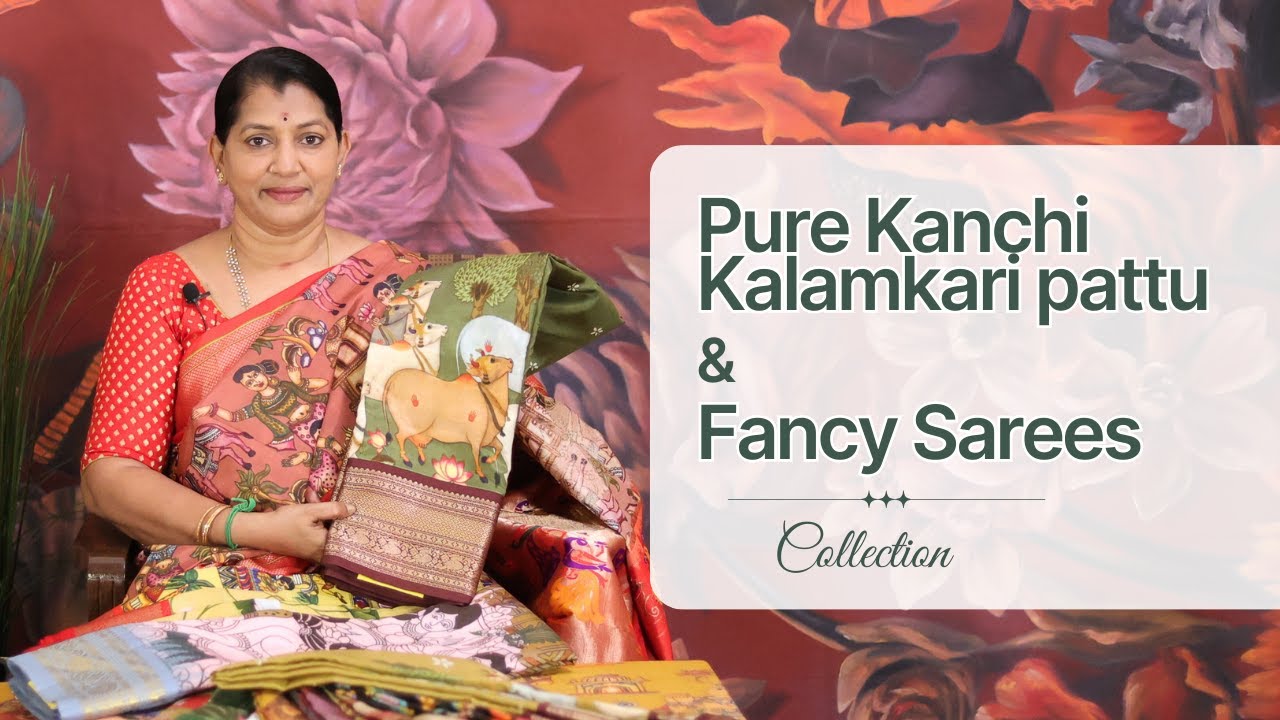 <p style="color: red">Video : </p>Pure Kanchi Kalamkari Pattu &amp; Fancy Sarees Collection | Gayathri Reddy | 2023-09-26