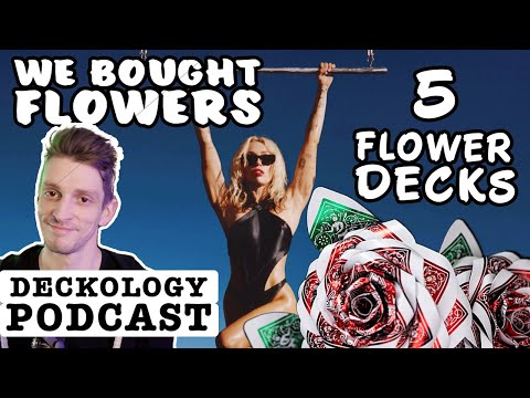 Deckology Podcast | 5 Decks of cards with flower patterns