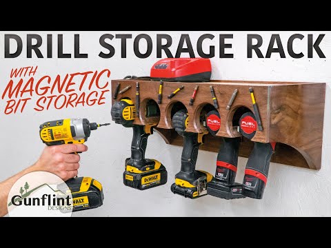 Cordless Drill Docking Station With Hidden Magnetic Bit Storage