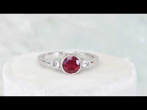 ruby and diamond ring in platinum