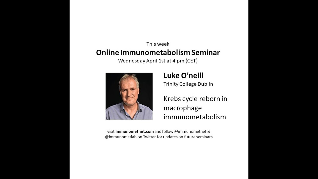 Luke O'neill at Online Immunometabolism Seminars : Krebs cycle reborn in macrophage immunometabolism
