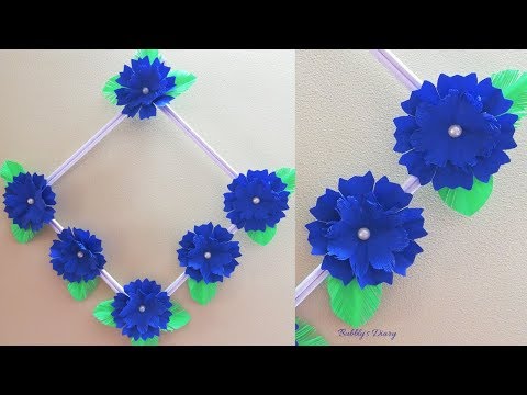 Easy Paper Flower Wall Hanging - Home Decorating Ideas - DIY Wall Decor - Art and Craft with Paper Video