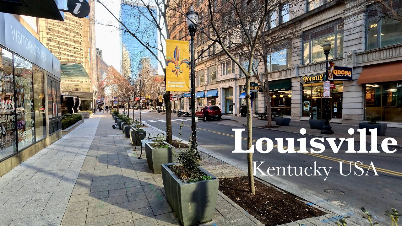 Immersive street-level walking tour through Louisville Downtown, United States, showcasing authentic urban landscapes, local architecture, and the vibrant atmosphere of the city's neighborhoods