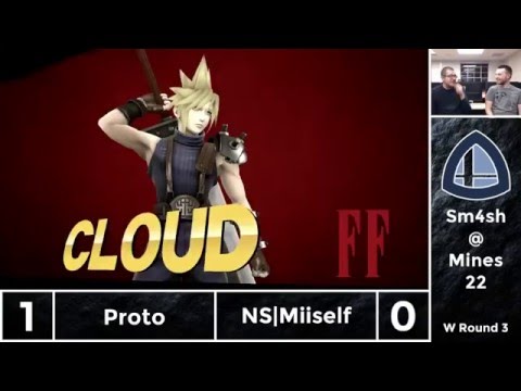 Sm4sh@Mines 22 - Proto (Cloud) Vs. NS|Miiself (Ness) - Winners Round 3