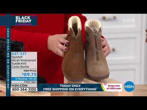 Sporto Micah Waterproof Suede Knit Collar Bootie