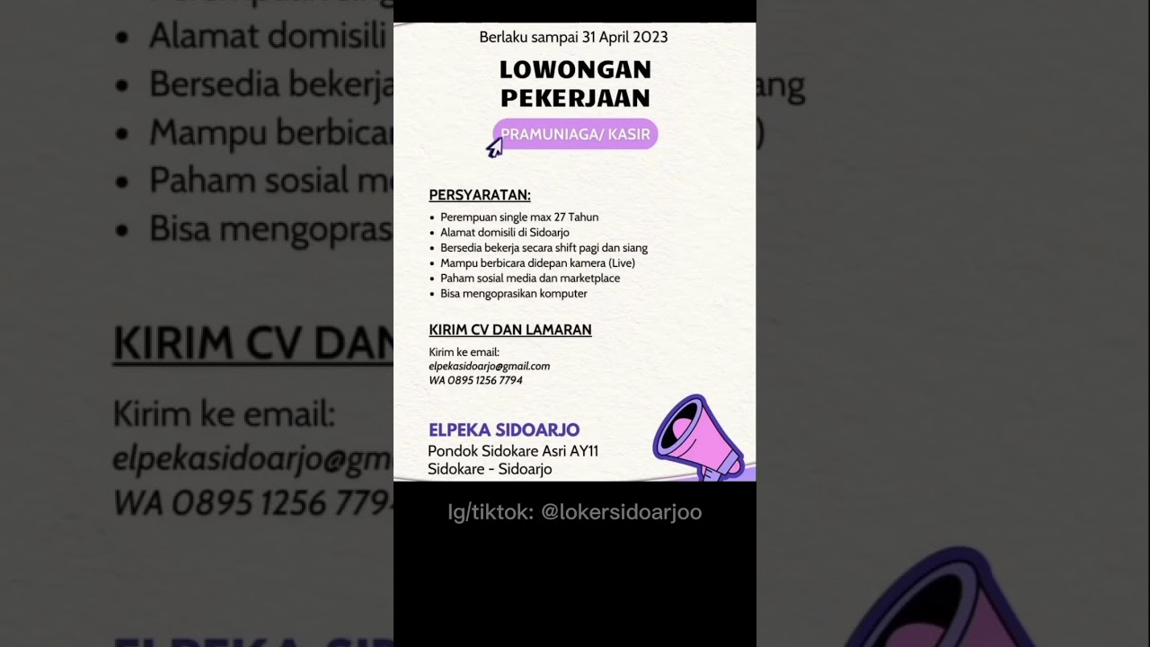 10 LOKER SIDOARJO DINO IKI NDANG SAT SET DISIMAK!!