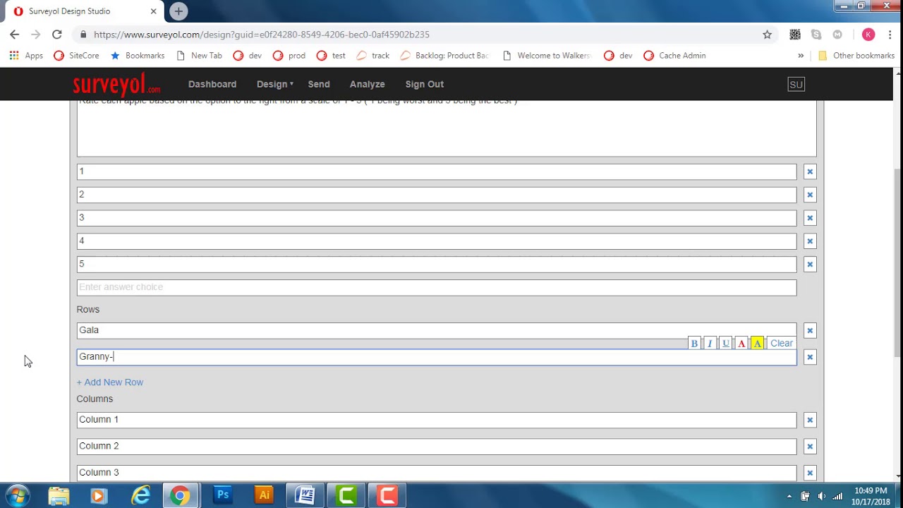 Surveyol.com question types: Dropdown & Grid - Dropdown