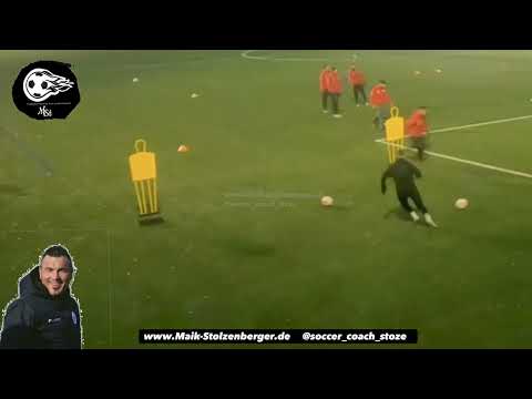 Fussballtraining: Passübung - Doppelter Doppelpass mit Torabschluss und Antritt