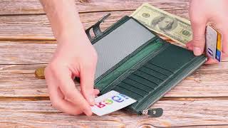 Місткий гаманець з натуральної зернистої шкіри Canpellini 21633 зелений