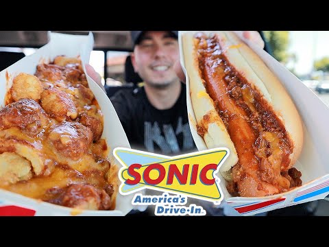 SONIC DRIVE-IN CAR MUKBANG | FOOTLONG CHILLI CHEESE...