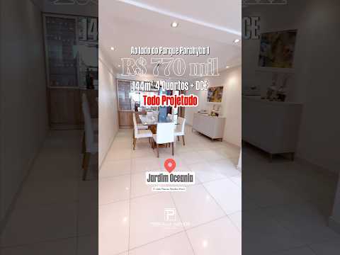 R$ 770 mil - Pertinho da praia e ao lado do Parque Parahyba 1 - Todo projetado com 4 quartos + DCE