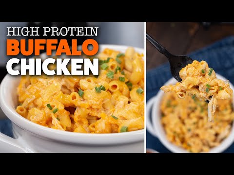 Slow Cooker Buffalo Chicken Mac & Cheese | High Protein Meal Prep