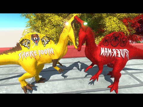 Sabretooth Spinosaurus forest death run | 🦖Animal Revolt Battle Simulator🦕