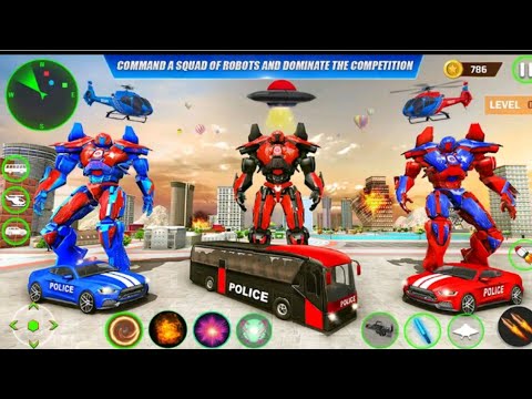 POLICE BUS ROBOT CAR 3D TRANSFER GAME PLAY 2023...