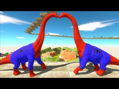 SPIDERMAN BRACHIOSAURUS vs SPIDERMAN BRACHIOSAURUS DEATH RUN - Animal Revolt Battle Simulator