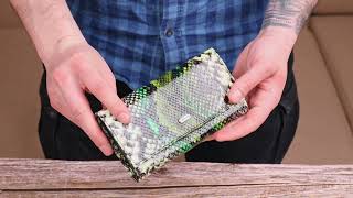 Красивый горизонтальный женский кошелек из натуральной кожи с тиснением под змею. Canpellini 21650 разноцветный