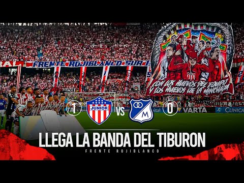 "TIFO Y SALIDA, Junior 1-0 Millonarios - Frente Rojiblanco Sur. Liga Betplay 2023" Barra: Frente Rojiblanco Sur • Club: Junior de Barranquilla