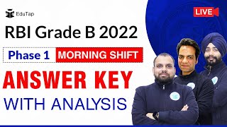 🔴RBI Grade B 2022 Phase 1 paper Answer key & Analysis | RBI 2022 Shift 1 Question Paper & Solution