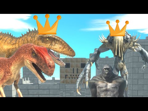 KING CARCHARODONTOSAURUS + CARNIVORE DINOS VS KING SCOURGE + PRIMATES - ARBS