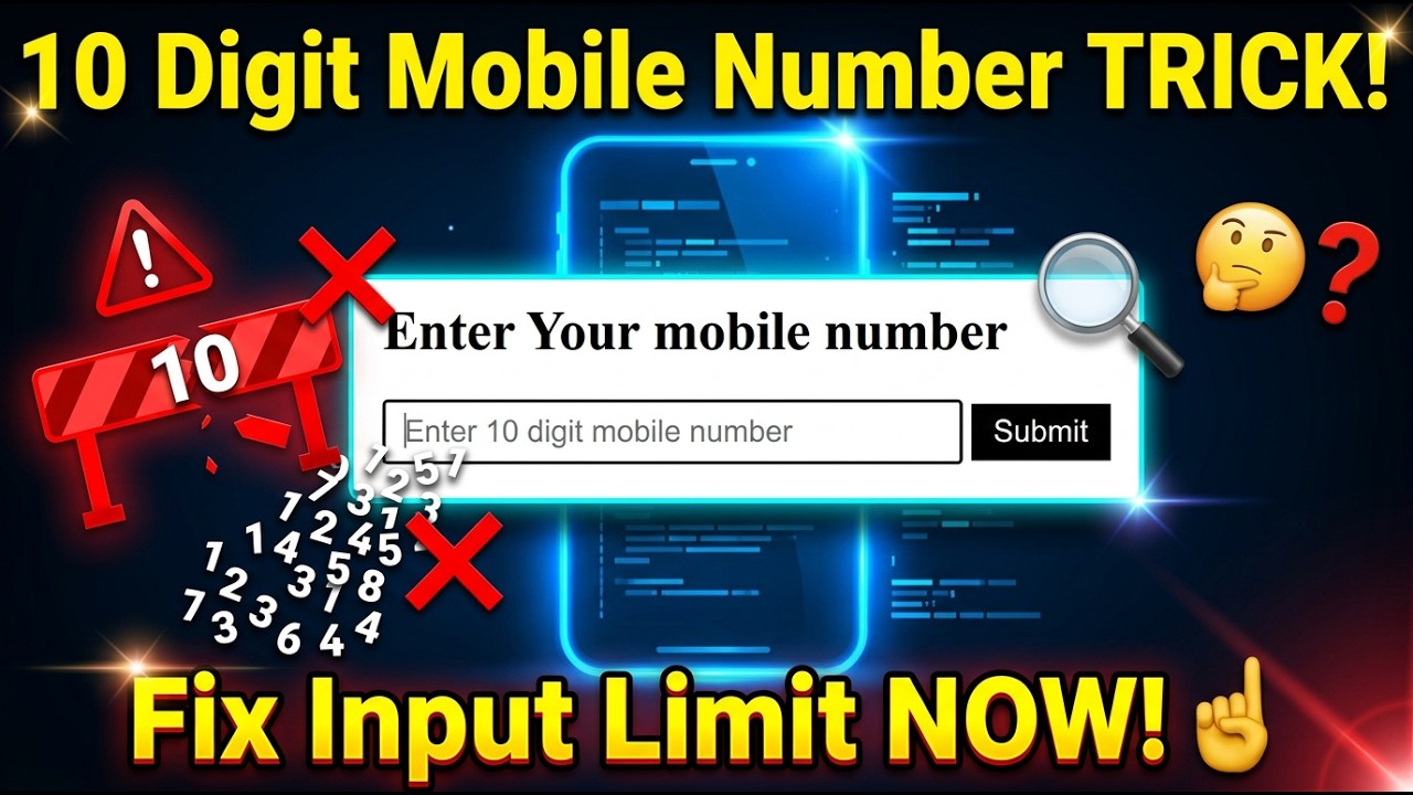 Block Letters + STRICT 10 Digits ONLY! (Mobile Input Fix: HTML/CSS/JS)