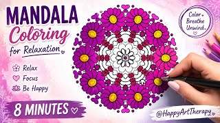 😍 Beautiful Mandala Coloring | 8 Minutes of Relaxing Art Therapy & Mindfulness