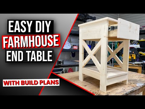 Easy DIY Farmhouse End Table With A Drawer For Storage