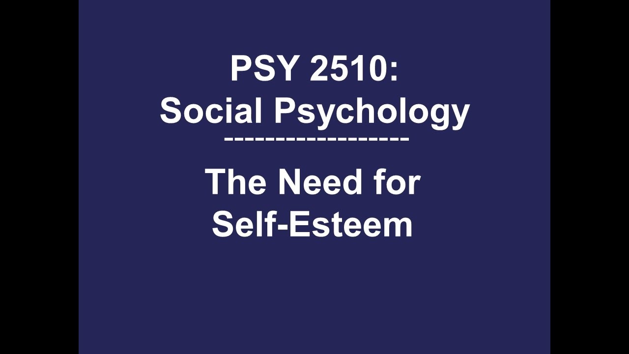 PSY 2510 Social Psychology: The Need for Self-Esteem