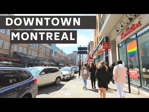 Caminhada no centro de Montreal - Primavera de 2021 / Bishop e Sainte-Catherine Street West