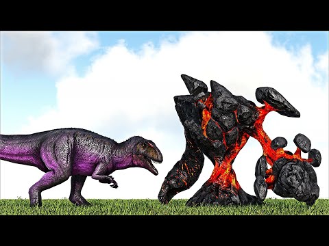 CARCHARODONTOSAURUS JURASSIC PARK VS LAVA ELEMENTAL GOLEM BOSS (ARK SURVIVAL EVOLVED BATTLE)