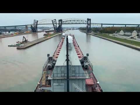 Time Lapse - Ship navigating the St Mary’s River through the Soo Locks