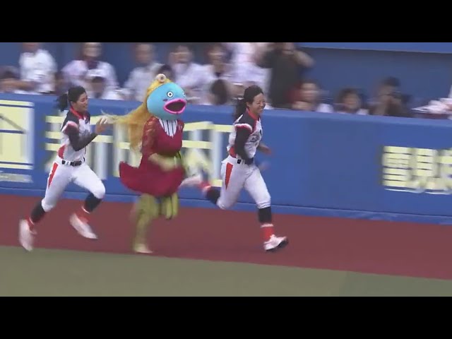 謎の魚と女子野球の加藤選手・奥村選手がよーいドン!! 2019/5/18 M-E