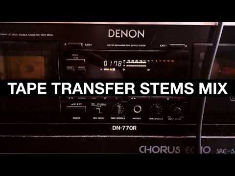 Drums and bass stems going through Tascam Portastudio tape