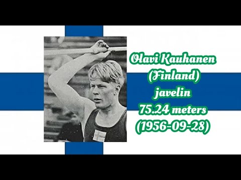 Olavi Kauhanen (Finland) javelin 75.24 meters (1956-09-28) Germany