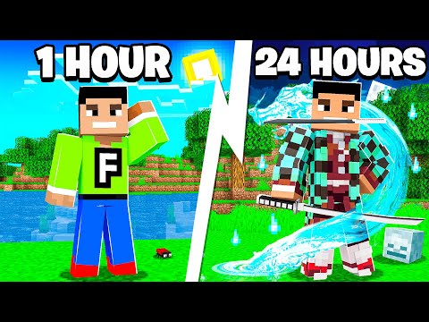 FuzionDroid - I Spent 24 HOURS AS A DEMON SLAYER in Minecraft