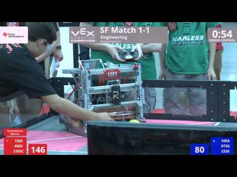 VEX Worlds 2016 - VRC HS Engineering - SF 1-1 (1366 400X 2105C) 286 vs 234 (169A 973G 2335)