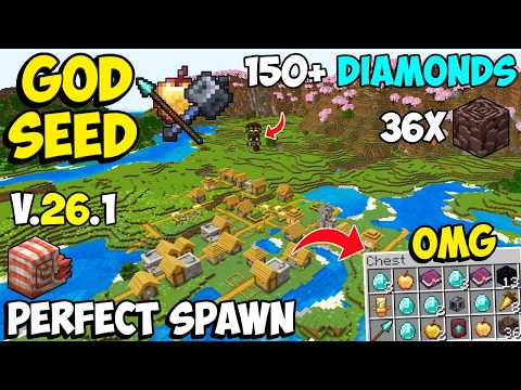 🔥Ultimate [God Seed] For Minecraft 26.1 Bedrock & PE | Five Blacksmith Village Seed Bedrock 26.1