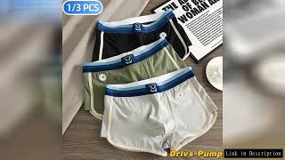 Download lagu 1/3 PCS/Pack 7A Antibacterial Big U Mesh Breathable Crotch Men's Panties 100% Cotton Trendy Underpan mp3