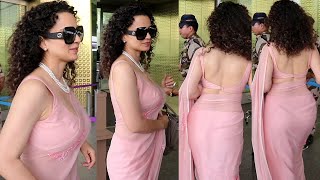 Uff Her Pink...😲😱 Kangana Ranaut Flaunts Her $exy Stunning Figur In Pink Saree WIth Hot Blouse