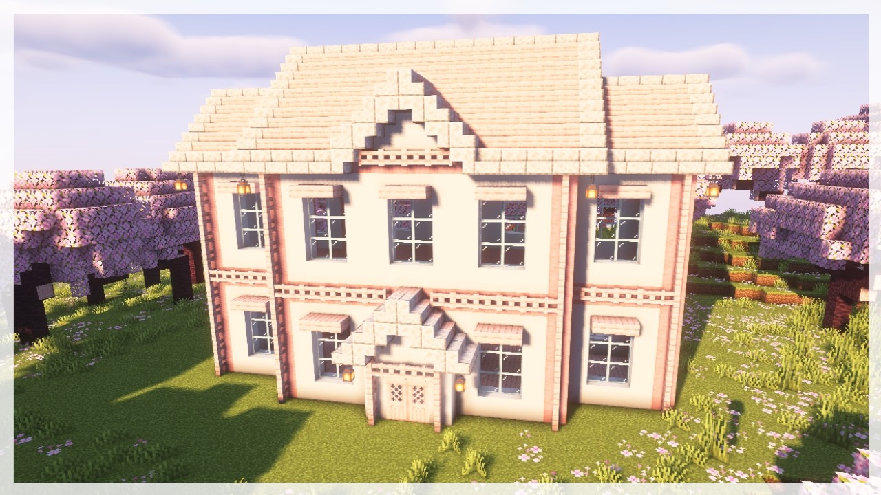 (MINECRAFT) How to build a CHERRY BLOSSOM HOUSE! | Tutorial - マイクラビルダーズ