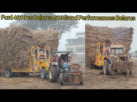 Ford 4610Tractor Vs Belarus 510 Tractor competition Sugarcane loaded Trolley Good Performance 🔥🔥🔥