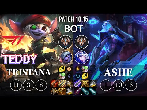 T1 Teddy Tristana vs Ashe Bot - KR Patch 10.15
