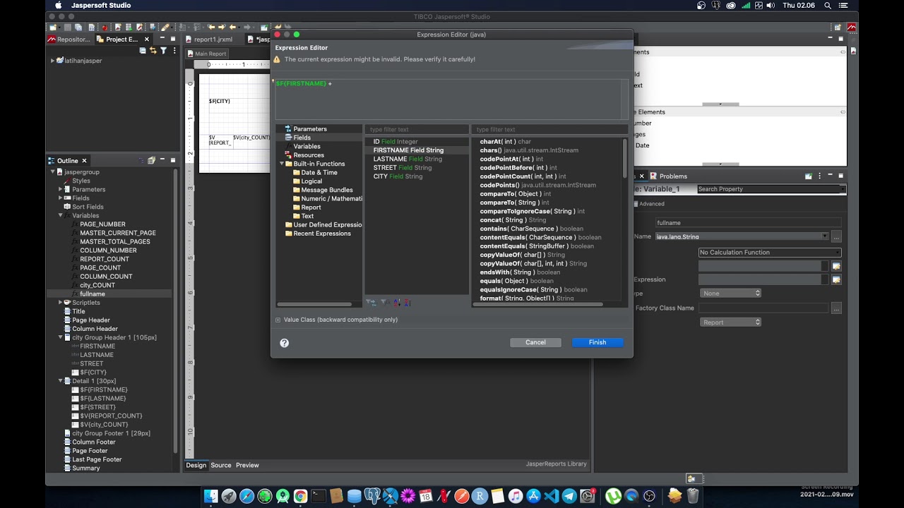JasperSoft Studio Tutorial  - 3. Variables