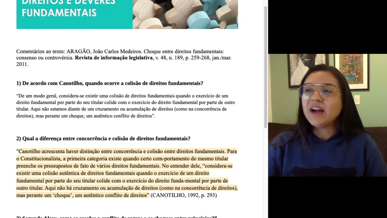 Colisão de direitos fundamentais - comentário ao texto.