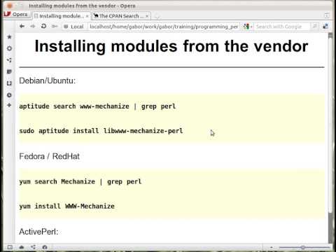 Beginner Perl Maven tutorial: 12.7 - Installing Perl modules from the os vendor